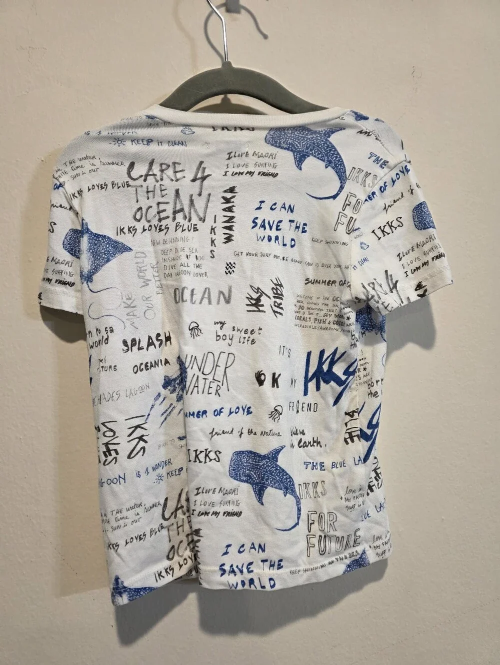 IKKS White & Blue Graphic Kids Top Size 3